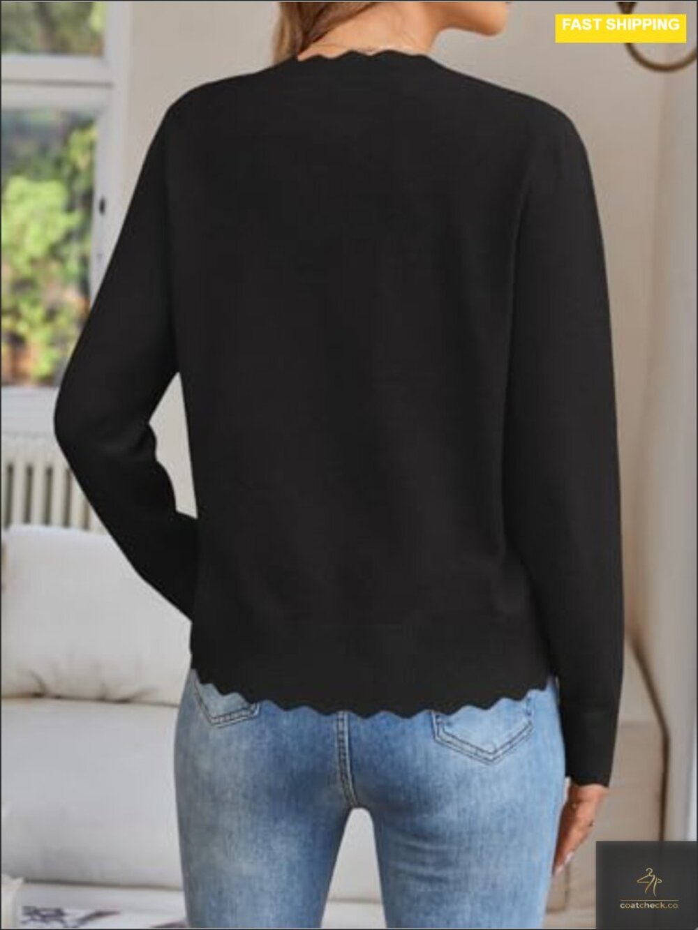 Womens Cropped Lightweight Cardigan Long Sleeve Knit Button Front - Picture 3 of 5